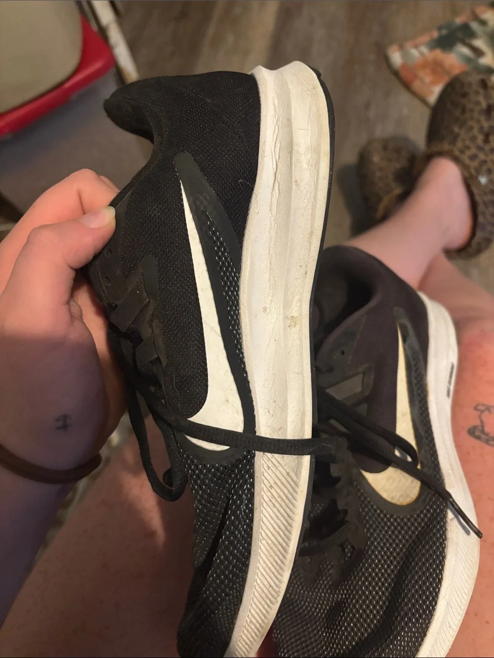 Nike Black Shoes with White Swoosh